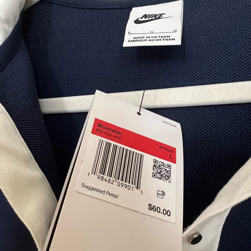 Nike Women's Navy Polo with White Collar - Picture 3 of 4